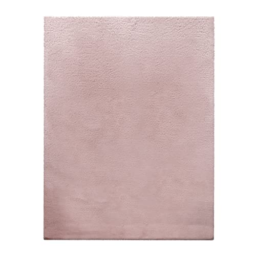 TT Home Hochflor Teppich Wohnzimmer Kunstfell Super Softes Kaninchenfell Imitat In Rosa, Größe:60x90 cm von TT Home