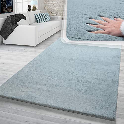 TT Home Hochflor Teppich Wohnzimmer Kunstfell Super Softes Kaninchenfell Imitat Türkis, Größe:60x90 cm von TT Home