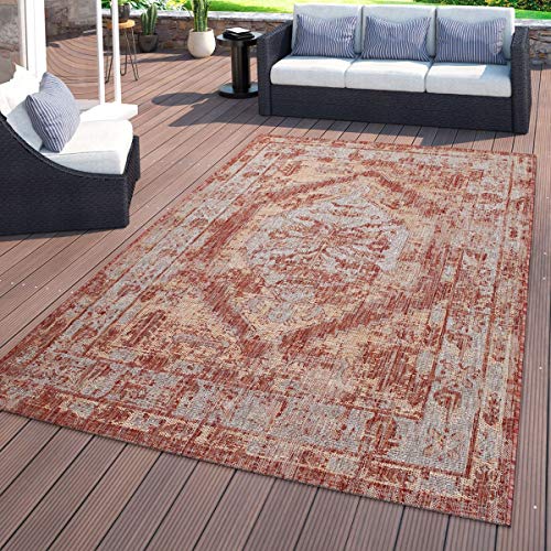 TT Home In- & Outdoor-Teppich, Für Balkon Und Terrasse, Mit Orient-Design, In Rot, Größe:160x220 cm von TT Home