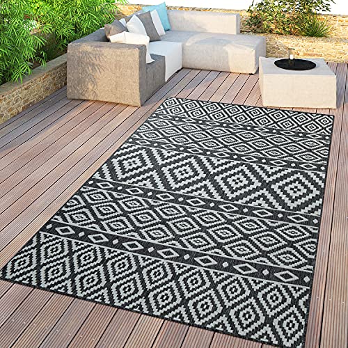 TT Home In- & Outdoor-Teppich, Für Balkon Und Terrasse Mit Skandi-Design, In Schwarz, Größe:80x200 cm von TT Home