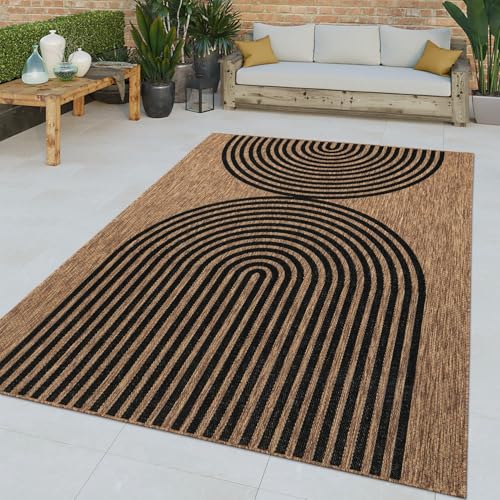 TT Home In-& Outdoor Teppich Wetterfest Balkon Flachgewebe Geometrischer Ethno Style, Farbe:Schwarz Braun, Größe:160x220 cm TT Home In-& Outdoor Teppich Wetterfest Balkon Flachgewebe Geometrischer Ethno Style, Farbe:Schwarz Braun, Größe:160x220 cm von TT Home