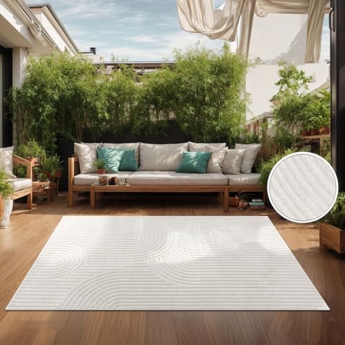TT Home In-& Outdoor Teppich Wetterfest Balkon Küche Wohnzimmerteppich Boho Motiv Regenbogen Optik Skandinavisch Unifarben, Größe:60x100 cm von TT Home