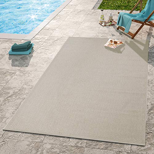 TT Home In-& Outdoorteppich Terrasse Küche Balkon Wetterbeständig Modern Unifarben, Farbe:Beige, Größe:140x200 cm von TT Home