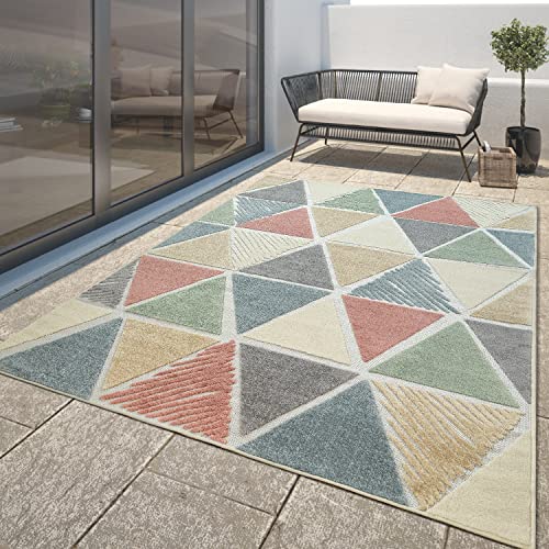 TT Home In-& Outdoorteppich Wetterfest Balkon Deko Schlafzimmer Skandi Ethno Design, Farbe:Bunt, Größe:200x290 cm von TT Home