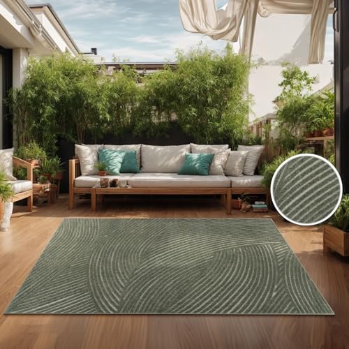 TT Home In-& Outdoorteppich Wetterfest Balkon Schlafzimmer Boho Skandi Motiv Unifarben Geometrische Optik Moderner Style, Größe:240x340 cm von TT Home