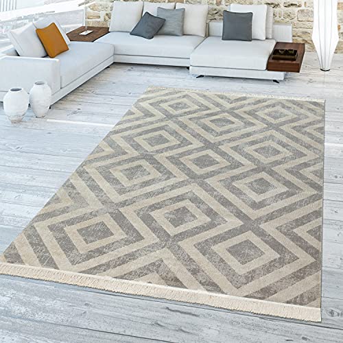 TT Home In-& Outdoorteppich Wetterfest Balkon Teppich Küche Rauten Design Soft Skandi Design Geometrisches Design, Größe:80x150 cm von TT Home