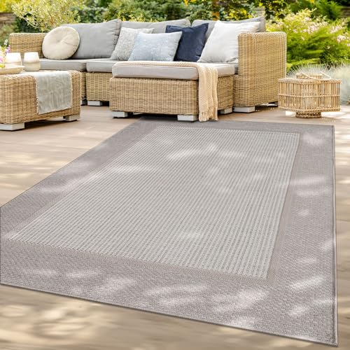 TT Home In-& Outdoorteppich Wetterfest Terrasse Balkon Esszimmer Modernes Boho Design Skandinavisch Mit Bordüre Unicolor, Farbe:Beige Creme, Größe:80x150 cm TT Home In-& Outdoorteppich Wetterfest Terrasse Balkon Esszimmer Modernes Boho Design Skandinavisch Mit Bordüre Unicolor, Farbe:Beige Creme, Größe:80x150 cm von TT Home