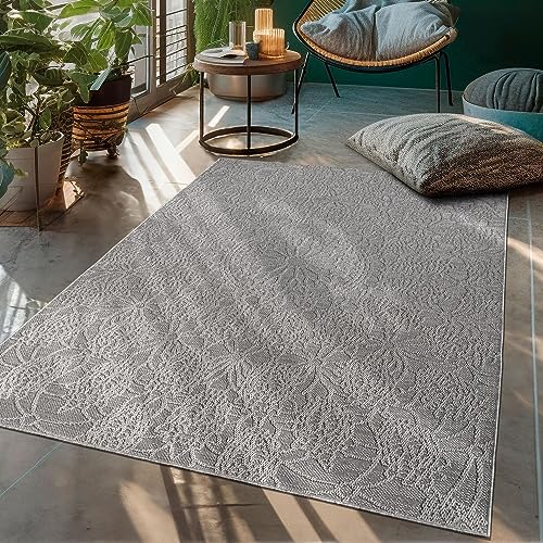 TT Home In-& Outdoorteppich Wetterfest Terrasse Marokkanisches Design Uni, Farbe:Anthrazit, Größe:160x220 cm von TT Home