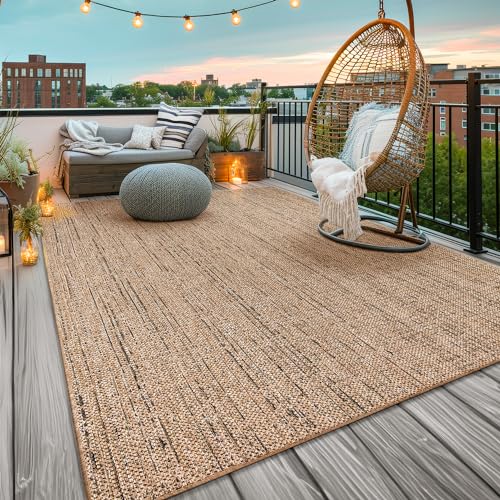 TT Home In-& Outdoorteppich Wetterfest Terrasse Uni Moderner Boho Abstrakt, Farbe:Beige, Größe:120x160 cm von TT Home