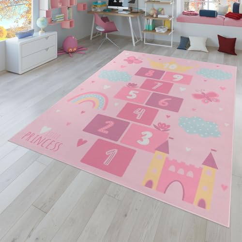 TT Home Kinderteppich Babyzimmer Teppich Kinderzimmer rutschfest Tiere Weltkarte Autos, Farbe:Pink, Größe:140x200 cm von TT Home