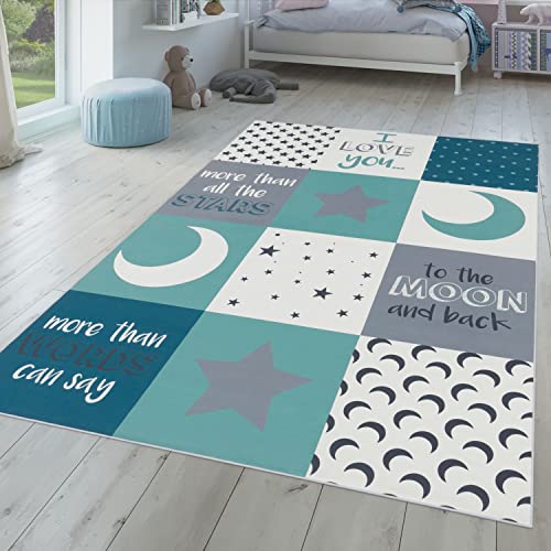 TT Home Kinderteppich Teppich Kinderzimmer Junge Mädchen Spielteppich Baby Modern, Farbe: Türkis, Größe:80x150 cm TT Home Kinderteppich Teppich Kinderzimmer Junge Mädchen Spielteppich Baby Modern, Farbe: Türkis, Größe:80x150 cm von TT Home
