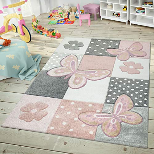 TT Home Kinderteppich Teppich Kinderzimmer Mädchen Kinder 3D Prinzessin Sterne Krone, Farbe:Mehrfarbig, Größe:160x230 cm von TT Home