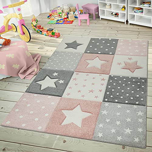 TT Home Kinderteppich Teppich Kinderzimmer Mädchen Kinder 3D Prinzessin Sterne Krone, Farbe:Pink 3, Größe:240x340 cm von TT Home
