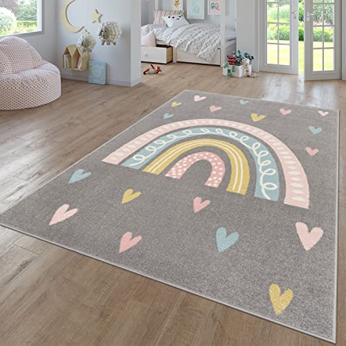 TT Home Teppich Kinderzimmer Kinderzimmerteppich Junge Mädchen Kinderteppich Modern Soft, Farbe: Grau 2, Größe:160x220 cm von TT Home