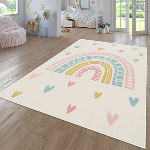 TT Home Teppich Kinderzimmer Kinderzimmerteppich Junge Mädchen Kinderteppich Modern Soft, Farbe:Creme 4, Größe:160x220 cm von TT Home