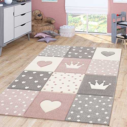 TT Home Kinderzimmer Teppich Junge Mädchen Kinderteppich Punkte Herz 3D Optik Pastell, Farbe: Pink, Größe:80x150 cm TT Home Kinderzimmer Teppich Junge Mädchen Kinderteppich Punkte Herz 3D Optik Pastell, Farbe: Pink, Größe:80x150 cm von TT Home