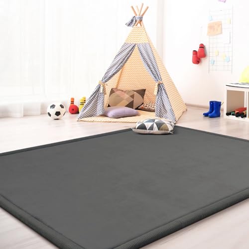 TT Home Krabbelmatte Babyzimmer Teppich Spielmatte Kinder Unifarben rutschfest Flauschig, Farbe: Grau Anthrazit, Größe:200x350 cm TT Home Krabbelmatte Babyzimmer Teppich Spielmatte Kinder Unifarben rutschfest Flauschig, Farbe: Grau Anthrazit, Größe:200x350 cm von TT Home