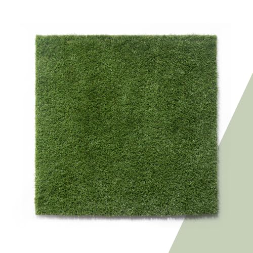 TT Home Kunstrasen Outdoor Teppich Wetterfest Balkon Bodenbelag Terrasse Rasenteppich Indoor Waschbar Natürlich Weich Natur, Farbe:Grün, Größe:100x100 cm von TT Home