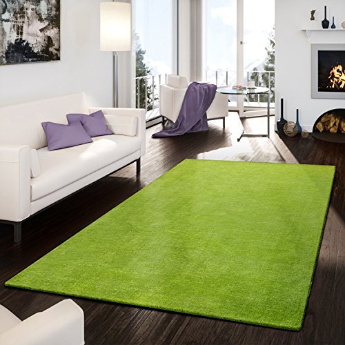 TT Home Naturfaser Wohnzimmer Teppich Kurzflor Handgewebt Modernes Design Unifarben, Farbe: Grün, Größe:80x150 cm von TT Home