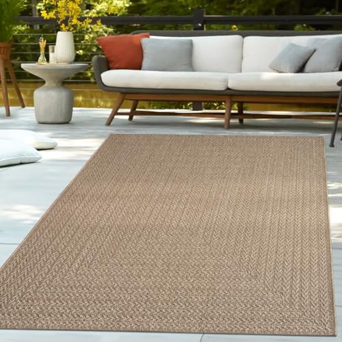 TT Home Outdoor Teppich Wetterfest Garten Schlafzimmer Flur Natürlicher Sisal Look Geometrisches Boho Design Modern Unifarben, Größe:200x290 cm von TT Home