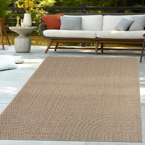 TT Home Outdoor Teppich Wetterfest Garten Schlafzimmer Flur Regenbogen Muster Boho Design Unifarben Sisal Look Moderner Style, Größe:120x170 cm von TT Home
