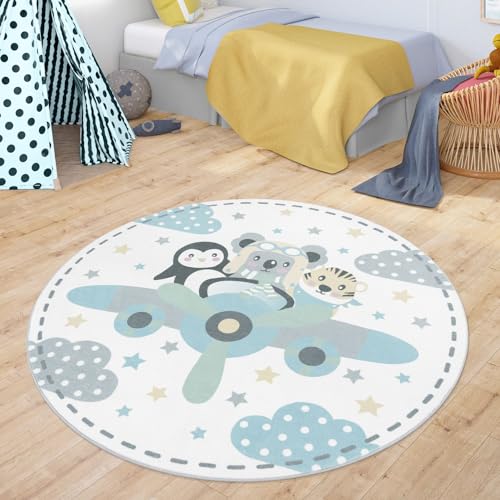 TT Home Runder Teppich Kinderzimmer Kinderteppich Waschbar Tiere Tiger Koala Bär Pinguin, Farbe:Beige, Größe:120 cm Rund TT Home Runder Teppich Kinderzimmer Kinderteppich Waschbar Tiere Tiger Koala Bär Pinguin, Farbe:Beige, Größe:120 cm Rund von TT Home