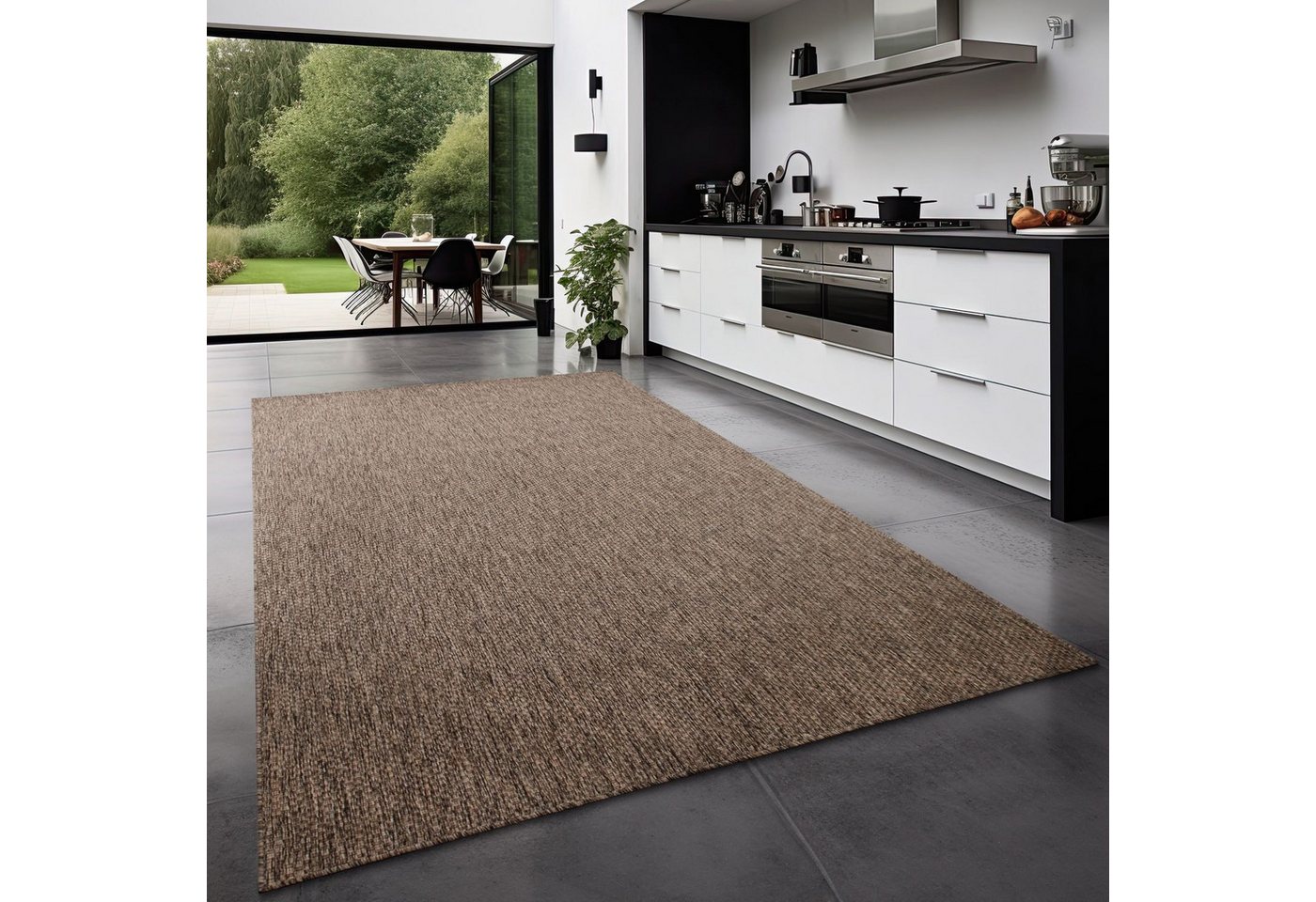 TT Home Teppich, Läufer, Höhe: 4 mm, Teppich Outdoor Wohnzimmer Esszimmer Balkon Wetterfest von TT Home