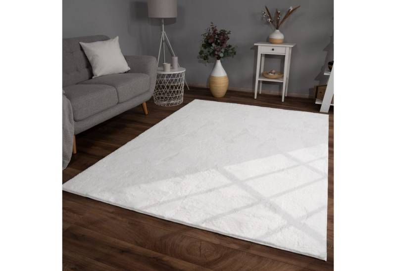 TT Home Teppich, Rechteckig, Höhe: 14 mm, Wohnzimmer Hochflor Teppich Kunstfell Modern Unifarben Flauschig Weich von TT Home