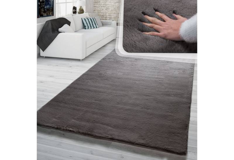 TT Home Teppich, Rechteckig, Höhe: 26 mm, Hochflor Teppich Schlafzimmer Kunstfell Flauschig Kaninchenfell Imitat von TT Home