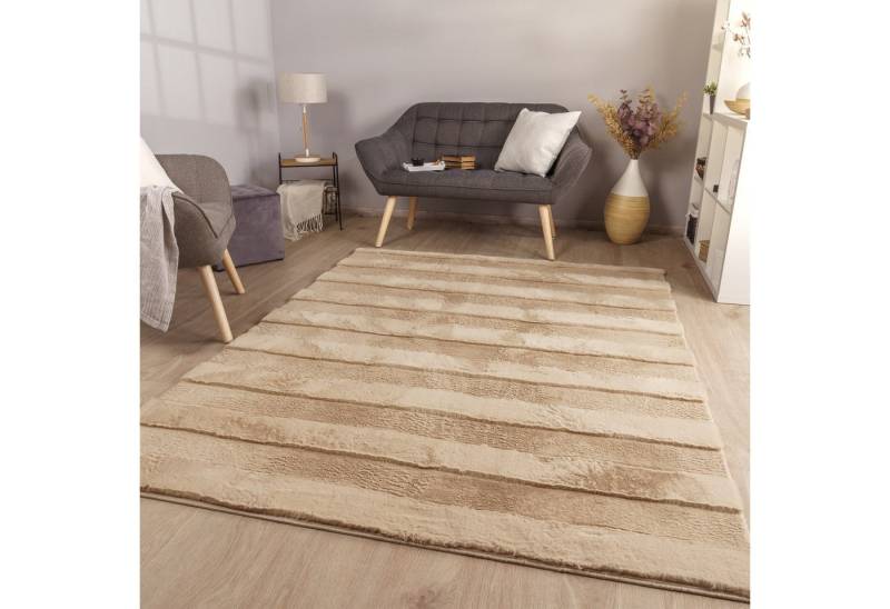 TT Home Teppich 10-516-4_60X100_Beige_Rechteckig, Rechteckig, Höhe: 26 mm, Wohnzimmer Teppich Esszimmer Langflor Streifen Design Boho Skandi Opti TT Home Teppich 10-516-4_60X100_Beige_Rechteckig, Rechteckig, Höhe: 26 mm, Wohnzimmer Teppich Esszimmer Langflor Streifen Design Boho Skandi Opti von TT Home