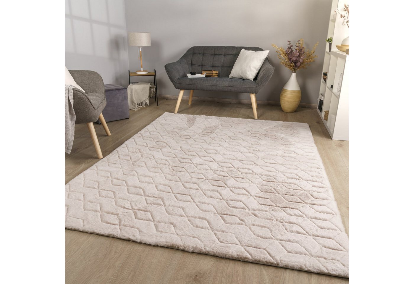 TT Home Teppich 10-516-5_60X100_Beige_Rechteckig, Rechteckig, Höhe: 26 mm, Wohnzimmer Teppich Esszimmer Langflor Geometrisches Design Skandi Mode TT Home Teppich 10-516-5_60X100_Beige_Rechteckig, Rechteckig, Höhe: 26 mm, Wohnzimmer Teppich Esszimmer Langflor Geometrisches Design Skandi Mode von TT Home