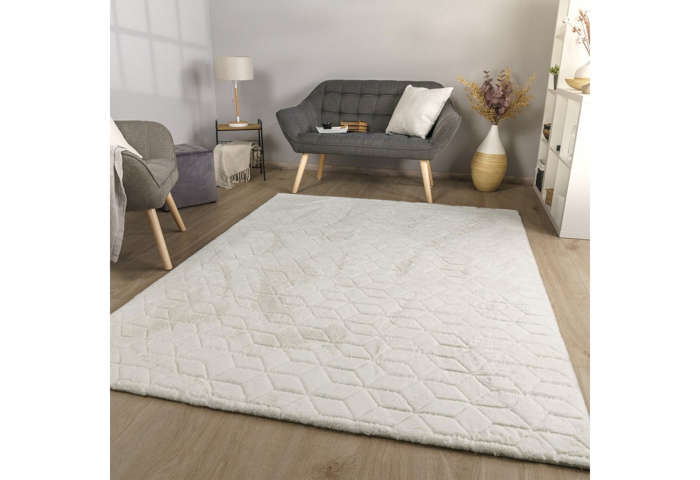 TT Home Teppich 10-516-5_60X100_Creme_Rechteckig, Rechteckig, Höhe: 26 mm, Wohnzimmer Teppich Esszimmer Langflor Geometrisches Design Skandi Mode TT Home Teppich 10-516-5_60X100_Creme_Rechteckig, Rechteckig, Höhe: 26 mm, Wohnzimmer Teppich Esszimmer Langflor Geometrisches Design Skandi Mode von TT Home