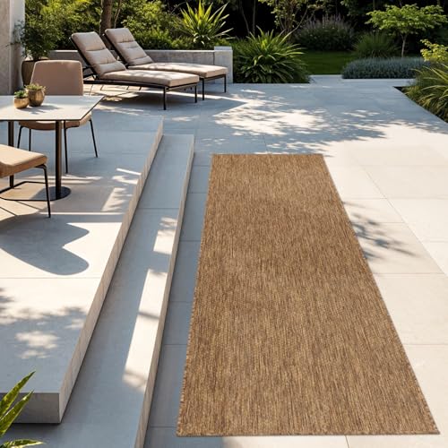 TT Home Teppich Für Outdoor Küchenteppich Balkon Terrasse Unifarbenes Design Modern, Farbe: Coffee, Größe:60x100 cm von TT Home