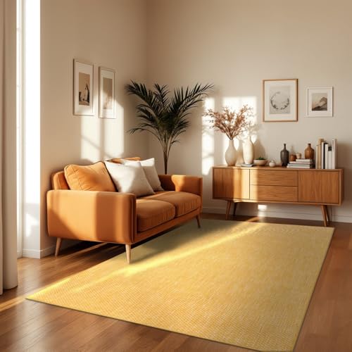TT Home Teppich Für Outdoor Küchenteppich Balkon Terrasse Unifarbenes Design Modern, Farbe: Gelb, Größe:300x400 cm von TT Home