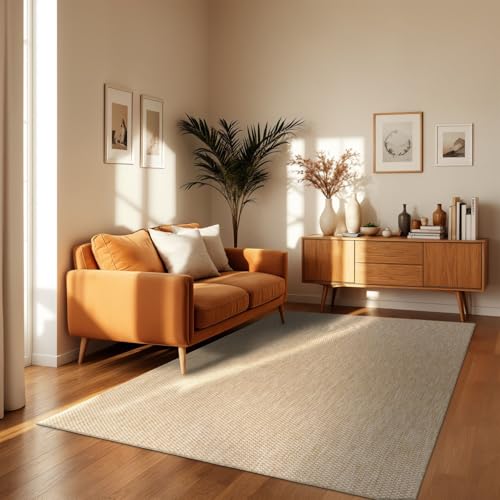 TT Home Teppich Für Outdoor Küchenteppich Balkon Terrasse Unifarbenes Design Modern, Farbe: Natur, Größe:300x400 cm von TT Home