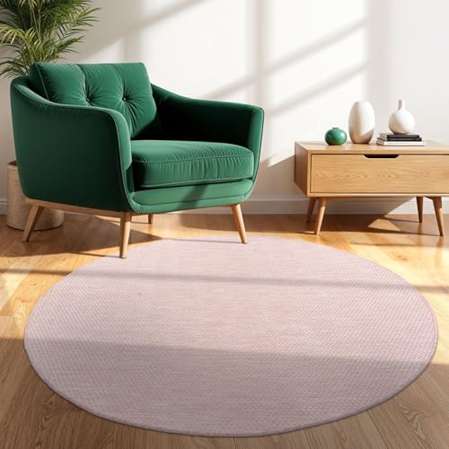 TT Home Teppich Für Outdoor Küchenteppich Balkon Terrasse Unifarbenes Design Modern, Farbe: Rosa, Größe:160 cm Rund von TT Home