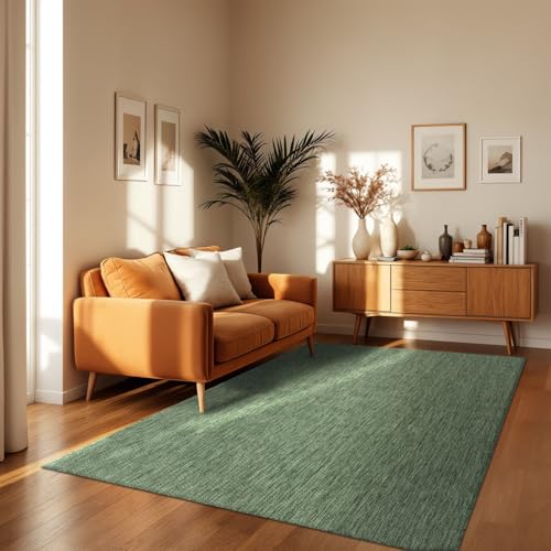 TT Home Teppich Für Outdoor Küchenteppich Balkon Terrasse Unifarbenes Design Modern, Farbe:Grün, Größe:240x340 cm von TT Home