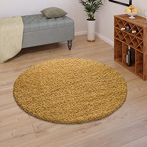 TT Home Teppich Hochflor Wohnzimmer Shaggy Soft Und Flauschig Moderne Unifarbene Designs, Farbe:Gelb, Größe:Ø 120 cm Rund TT Home Teppich Hochflor Wohnzimmer Shaggy Soft Und Flauschig Moderne Unifarbene Designs, Farbe:Gelb, Größe:Ø 120 cm Rund von TT Home