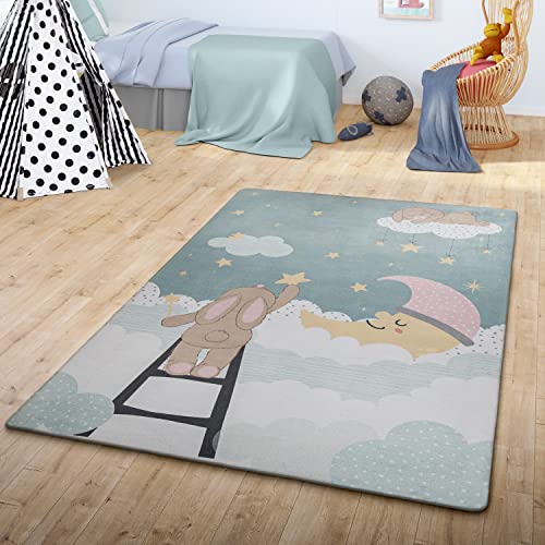 TT Home Teppich Kinder Kinderzimmerteppich Junge Mädchen Kinderteppich Babymatte Wolken, Farbe: Türkis Weiß Gelb, Größe:80x150 cm TT Home Teppich Kinder Kinderzimmerteppich Junge Mädchen Kinderteppich Babymatte Wolken, Farbe: Türkis Weiß Gelb, Größe:80x150 cm von TT Home