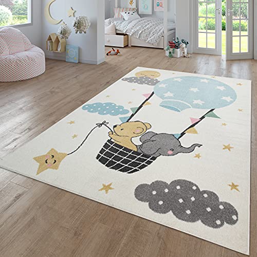 TT Home Teppich Kinderzimmer Kinderzimmerteppich Junge Mädchen Kinderteppich Modern Soft, Farbe: Creme, Größe:200x280 cm von TT Home