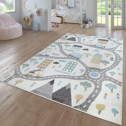 TT Home Teppich Kinderzimmer Kinderzimmerteppich Junge Mädchen Kinderteppich Modern Soft, Farbe:Creme 3, Größe:240x340 cm von TT Home