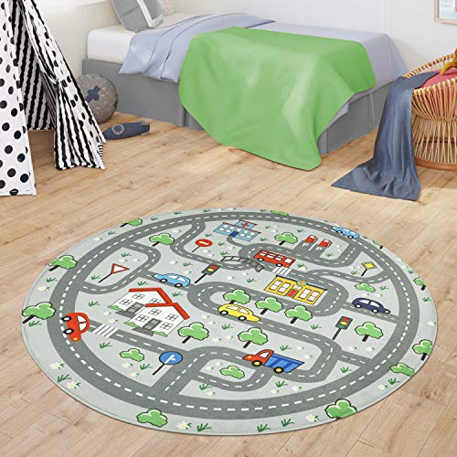 TT Home Teppich Kinderzimmer Spielteppich Babymatte Junge Straßenteppich Auto Stadt, Farbe:Grau, Größe:120 cm Rund TT Home Teppich Kinderzimmer Spielteppich Babymatte Junge Straßenteppich Auto Stadt, Farbe:Grau, Größe:120 cm Rund von TT Home