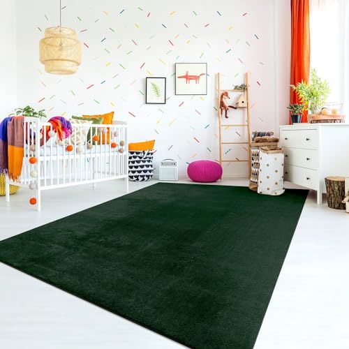 TT Home Teppich Kinderzimmer Waschbar rutschfest Kinderteppich Junge Mädchen Weich Pastell, Farbe: Grün, Größe:120x170 cm von TT Home