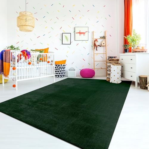 TT Home Teppich Kinderzimmer Waschbar rutschfest Kinderteppich Junge Mädchen Weich Pastell, Farbe: Grün, Größe:140x200 cm von TT Home