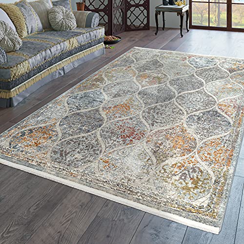 TT Home Teppich Orientalisch Wohnzimmer Vintage Florale Ornamente In Grün Blau, Größe:80x150 cm von TT Home