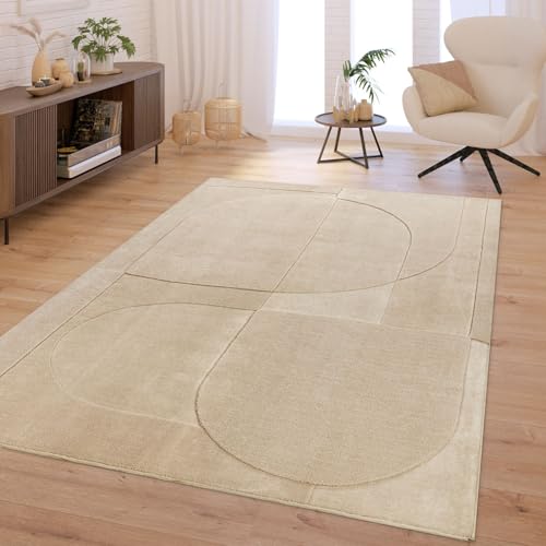 TT Home Teppich Wohnzimmer Hochflor Japandi Panglao Style Skandinavisch Boho Optik Hoch-Tief-Effekt Weiche Struktur Moderne Deko, Größe:120x170 cm von TT Home