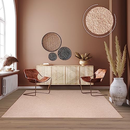 TT Home Waschbarer Wohnzimmer Teppich Esszimmer Kurzflor Unifarben Melierte Optik Modern, Farbe:Beige, Größe:200x280 cm von TT Home