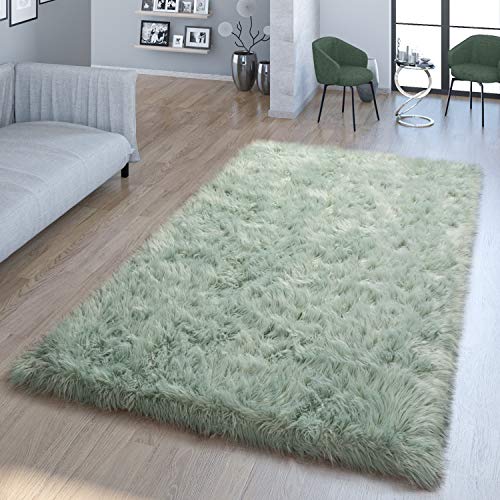 TT Home Wohnzimmer Hochflor Teppich Kunst-Fell Design Versch. Formen Unifarben, In Grün, Größe:55x80 cm Fell-Form TT Home Wohnzimmer Hochflor Teppich Kunst-Fell Design Versch. Formen Unifarben, In Grün, Größe:55x80 cm Fell-Form von TT Home