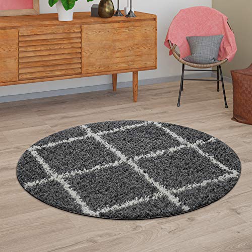TT Home Wohnzimmer Hochflor Teppich Shaggy Modernes Rauten Design In Skandi Optik, Farbe: Anthrazit, Größe:Ø 160 cm Rund TT Home Wohnzimmer Hochflor Teppich Shaggy Modernes Rauten Design In Skandi Optik, Farbe: Anthrazit, Größe:Ø 160 cm Rund von TT Home