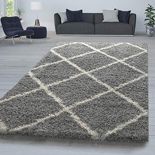 TT Home Wohnzimmer Hochflor Teppich Shaggy Modernes Rauten Design In Skandi Optik, Farbe: Grau, Größe:200x280 cm TT Home Wohnzimmer Hochflor Teppich Shaggy Modernes Rauten Design In Skandi Optik, Farbe: Grau, Größe:200x280 cm von TT Home